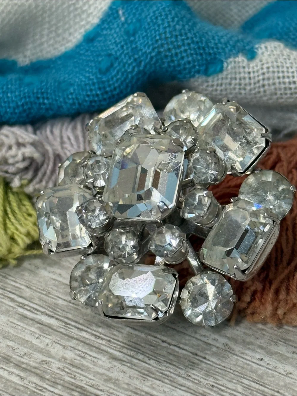 Clear Crystal Cluster Brooch by Coro